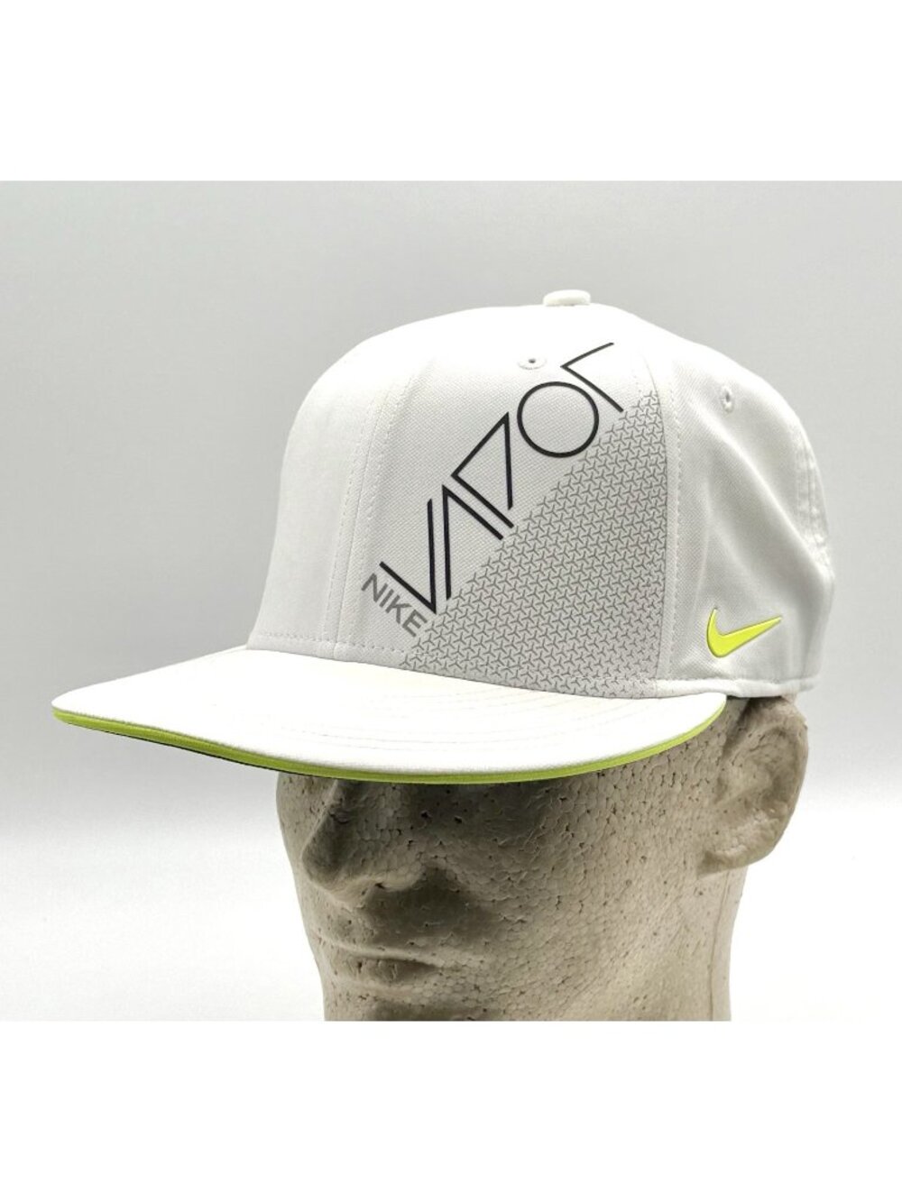 Nike Golf Vapor RZN Hat Cap Snapback White W/Black Graphic Neon Green Logo